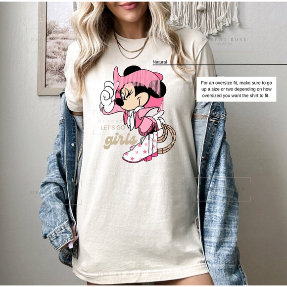 Disney Tops - Women's Cream Minnie Mouse 'Let's Go Girls' Short Sleeve Tee S